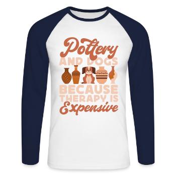 Pottery Ceramics Artist Dog - Unisex Long Sleeve Baseball T-Shirt - white/navy - Front - Nik (191cm)