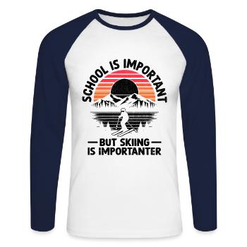 School Is Important But Skiing Is Importanter Ski - Unisex Long Sleeve Baseball T-Shirt - white/navy - Front - Nik (191cm)
