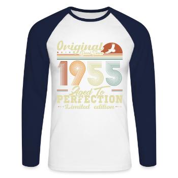 Original 1955 Vintage Retro Jubiläumsgeschenk - Unisex Baseballshirt langarm - Weiß/Navy - Vorne - Nik (191cm)