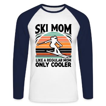 Ski-Mama Wie Eine Normale Mutter, Nur viel Cooleres Skifahren - Unisex Baseballshirt langarm - Weiß/Navy - Vorne - Nik (191cm)