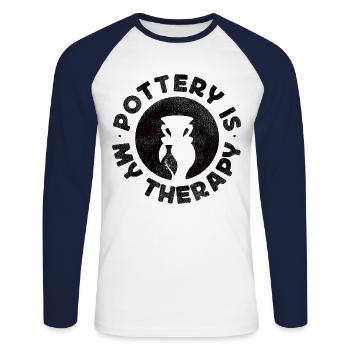 Pottery Ceramics Artist Pottery Is - Unisex Baseballshirt langarm - Weiß/Navy - Vorne - Nik (191cm)
