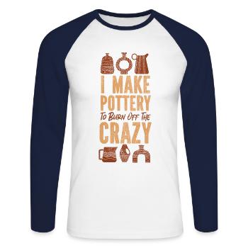 Pottery Ceramics Artist I Make - Unisex Long Sleeve Baseball T-Shirt - white/navy - Front - Nik (191cm)