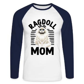 Ragdoll Mama Ragdolls Besitzer Katzenliebhaber - Unisex Baseballshirt langarm - Weiß/Navy - Vorne - Nik (191cm)