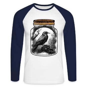 mystical halloween raven raven crow crows - Unisex Long Sleeve Baseball T-Shirt - white/navy - Front - Nik (191cm)
