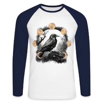 Raven Raven Crow Crow - Unisex Long Sleeve Baseball T-Shirt - white/navy - Front - Nik (191cm)