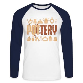 Pottery Ceramics Artist Pottery - Unisex Baseballshirt langarm - Weiß/Navy - Vorne - Nik (191cm)