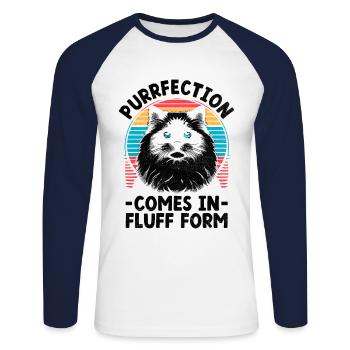 Purrfection se présente sous forme de plume Ragdoll Ragdolls C - T-shirt baseball manches longues Homme - blanc/marine - Devant - Nik (191cm)