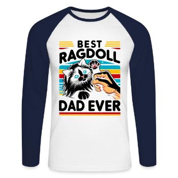 Bester Ragdoll Papa aller Zeiten Ragdolls Besitzer Katzenliebhaber - Unisex Baseballshirt langarm - Weiß/Navy - Vorne - Nik (191cm)