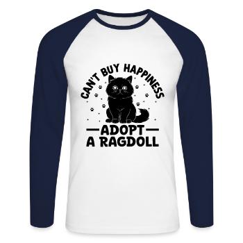 Kann Glück nicht kaufen Adoptiere eine Ragdoll Ragdolls Katze L - Unisex Baseballshirt langarm - Weiß/Navy - Vorne - Nik (191cm)