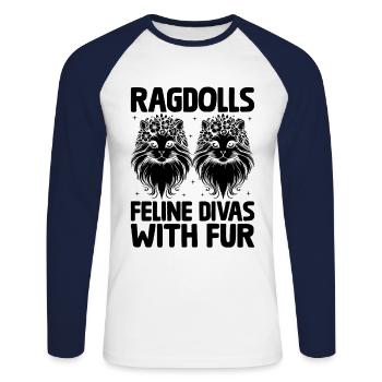 Ragdolls Divas félins avec fourrure Ragdolls Cat Lover - T-shirt baseball manches longues Homme - blanc/marine - Devant - Nik (191cm)