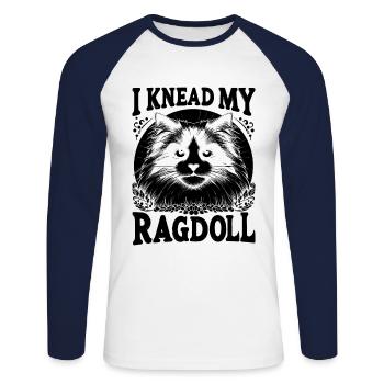 Ich knete meine Ragdoll Ragdolls Katzenliebhaber - Unisex Baseballshirt langarm - Weiß/Navy - Vorne - Nik (191cm)
