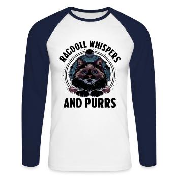 Ragdoll chuchote et ronronne Ragdolls Cat Lover - T-shirt baseball manches longues Homme - blanc/marine - Devant - Nik (191cm)