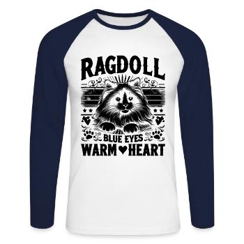 Ragdoll Blue Eyes Warm Heart Ragdolls Cat Lover - Unisex Long Sleeve Baseball T-Shirt - white/navy - Front - Nik (191cm)