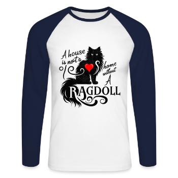 Une maison n’est pas une maison sans un amant de Ragdoll Ragd - T-shirt baseball manches longues Homme - blanc/marine - Devant - Nik (191cm)