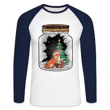 Christmas St. Nicholas Fox Santa Children - Unisex Long Sleeve Baseball T-Shirt - white/navy - Front - Nik (191cm)