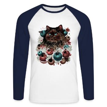 Ragdoll Boule de Noël Amoureux des chats Ragdolls Chats - T-shirt baseball manches longues Homme - blanc/marine - Devant - Nik (191cm)