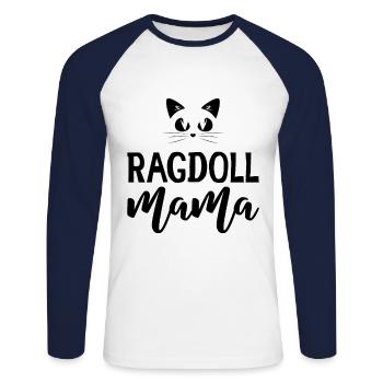 Ragdoll Mama Ragdolls Besitzer Katzenliebhaber - Unisex Baseballshirt langarm - Weiß/Navy - Vorne - Nik (191cm)