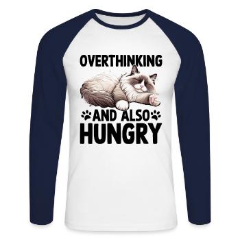 Zu viel nachdenken und auch hungrig Ragdoll Liebhaber Ragdoll - Unisex Baseballshirt langarm - Weiß/Navy - Vorne - Nik (191cm)