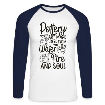 Pottery Ceramics Artist Pottery - Unisex Long Sleeve Baseball T-Shirt - white/navy - Front - Nik (191cm)