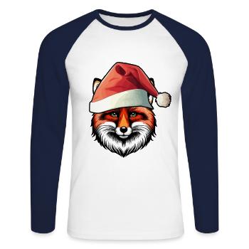 Santa Weihnachtsmann Nikolaus Füchse Märchen - Unisex Baseballshirt langarm - Weiß/Navy - Vorne - Nik (191cm)