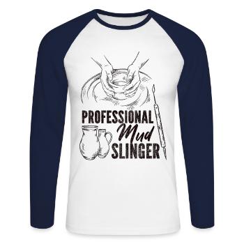 Pottery Ceramics Artist - Unisex Long Sleeve Baseball T-Shirt - white/navy - Front - Nik (191cm)