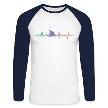 Poterie Céramique Artiste Heartbeat - T-shirt baseball manches longues Homme - blanc/marine - Devant - Nik (191cm)