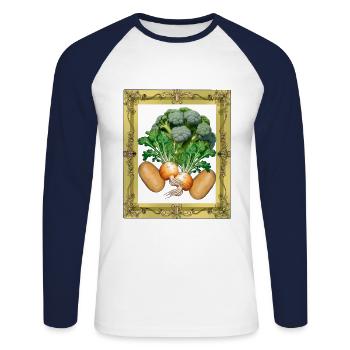 Légumes Cuisine Cuisinier Cuisinier Cuisinier - T-shirt baseball manches longues Homme - blanc/marine - Devant - Nik (191cm)