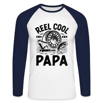 Reel Cool Papa Bass Fishing Angler Dad Fisherman A - Unisex Long Sleeve Baseball T-Shirt - white/navy - Front - Nik (191cm)
