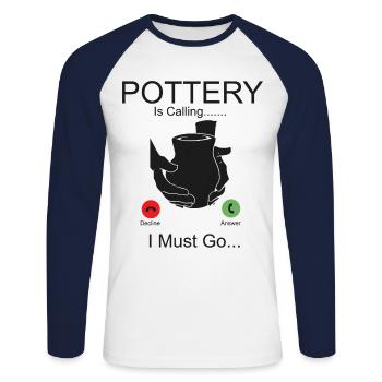 Pottery Ceramics Artist Phone - Unisex Long Sleeve Baseball T-Shirt - white/navy - Front - Nik (191cm)