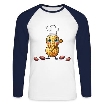 Peanut Nut Kitchen Peanuts Nuts Cook - Unisex Long Sleeve Baseball T-Shirt - white/navy - Front - Nik (191cm)