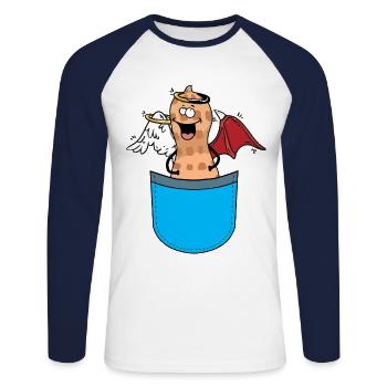 Erdnuss Engelch Teufelchin okkult spirituell - Unisex Baseballshirt langarm - Weiß/Navy - Vorne - Nik (191cm)