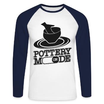 Pottery Ceramics Artist Pottery - Unisex Long Sleeve Baseball T-Shirt - white/navy - Front - Nik (191cm)