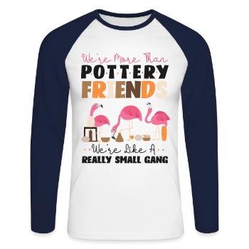 Pottery Ceramics Artist Flamingo - Unisex Long Sleeve Baseball T-Shirt - white/navy - Front - Nik (191cm)