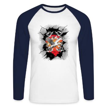 maritime sunset seagulls seagull - Unisex Long Sleeve Baseball T-Shirt - white/navy - Front - Nik (191cm)