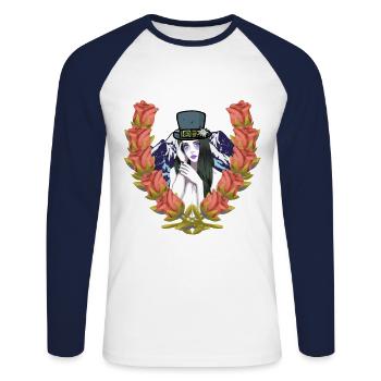 Austria Tyrol Tyrolean Beauty Girl - Unisex Long Sleeve Baseball T-Shirt - white/navy - Front - Nik (191cm)