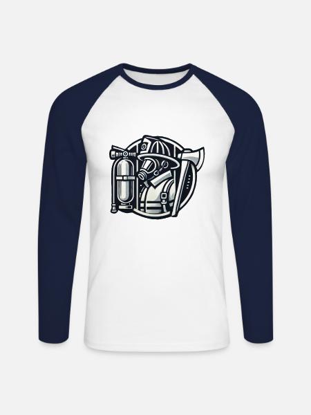Pompiers - T-shirt baseball manches longues Homme - blanc/marine