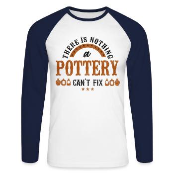 Pottery Ceramics Artist There Is - Unisex Long Sleeve Baseball T-Shirt - white/navy - Front - Nik (191cm)