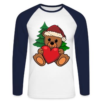 Teddy Heart Santa Claus Santa Claus Santa Claus - Unisex Long Sleeve Baseball T-Shirt - white/navy - Front - Nik (191cm)