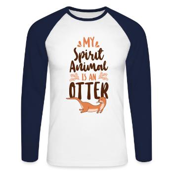 Otter My Spirit Animal Is An Otter - Unisex Long Sleeve Baseball T-Shirt - white/navy - Front - Nik (191cm)