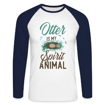 Otter Otter Is My Spirit Animal - Unisex Long Sleeve Baseball T-Shirt - white/navy - Front - Nik (191cm)