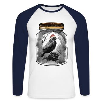 mystisch Weihnachten Märchen Märchenfigur Krähe - Unisex Baseballshirt langarm - Weiß/Navy - Vorne - Nik (191cm)