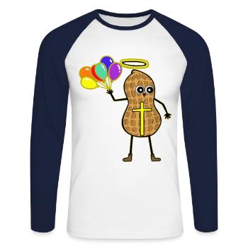 LGBT Peanut Gay Pride Peanuts Arc-en-ciel - T-shirt baseball manches longues Homme - blanc/marine - Devant - Nik (191cm)