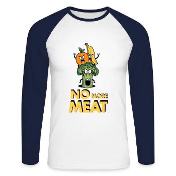 Vegetarian - Unisex Long Sleeve Baseball T-Shirt - white/navy - Front - Nik (191cm)