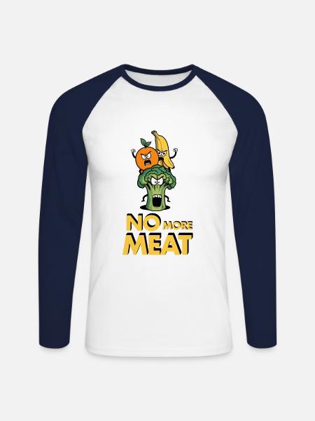 Vegetarier - Unisex Baseballshirt langarm - Weiß/Navy