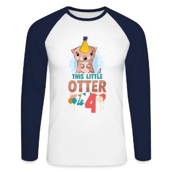 Otter Birthday This Little Otter - Unisex Long Sleeve Baseball T-Shirt - white/navy - Front - Nik (191cm)