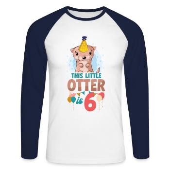 Otter Birthday This Little Otter - Unisex Long Sleeve Baseball T-Shirt - white/navy - Front - Nik (191cm)