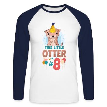 Otter Birthday This Little Otter - Unisex Long Sleeve Baseball T-Shirt - white/navy - Front - Nik (191cm)