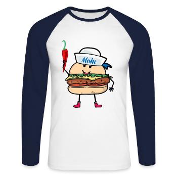 marin marin marin marin Moin - T-shirt baseball manches longues Homme - blanc/marine - Devant - Nik (191cm)
