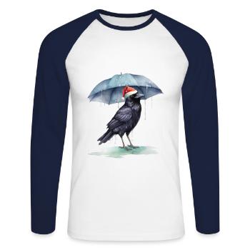 Santa Claus Bird Birds Garden - Unisex Long Sleeve Baseball T-Shirt - white/navy - Front - Nik (191cm)