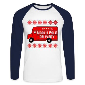 North Pole Delivery - Christmas - Unisex Long Sleeve Baseball T-Shirt - white/navy - Front - Nik (191cm)